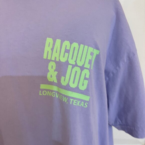 Raquet & Jog vgt Purple T-Shirt Top L Women's Double-Sided Y2K Casual Cotton - Picture 3 of 7
